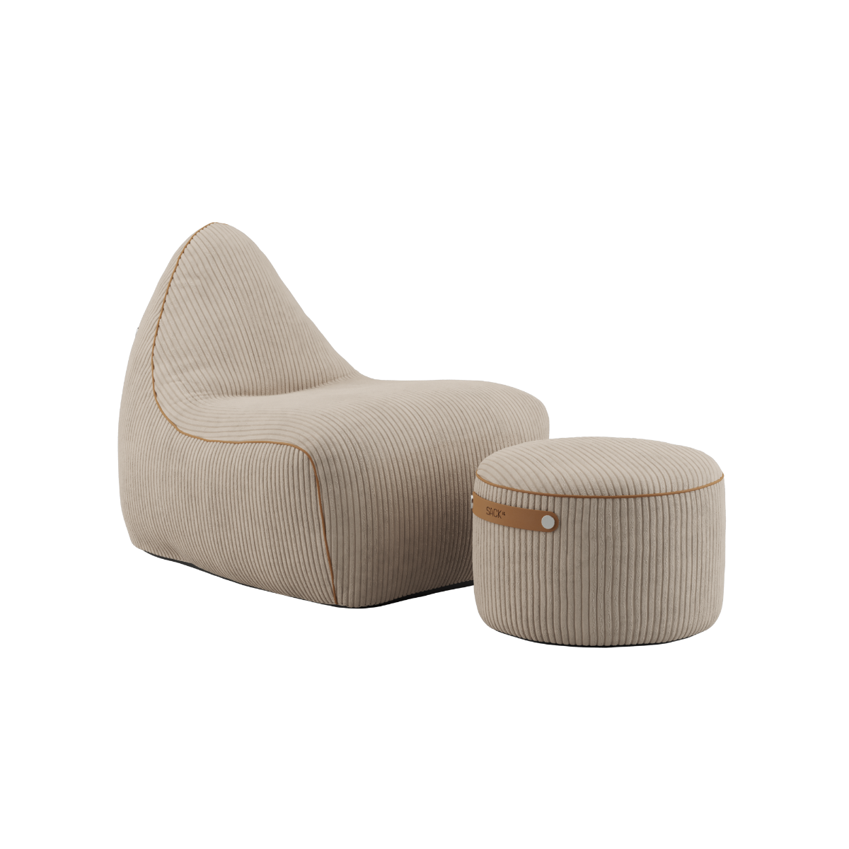 SET Beanbag & Pouf - Cord - Beige