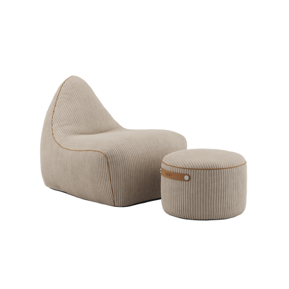 SET Beanbag & Pouf - Cord - Beige