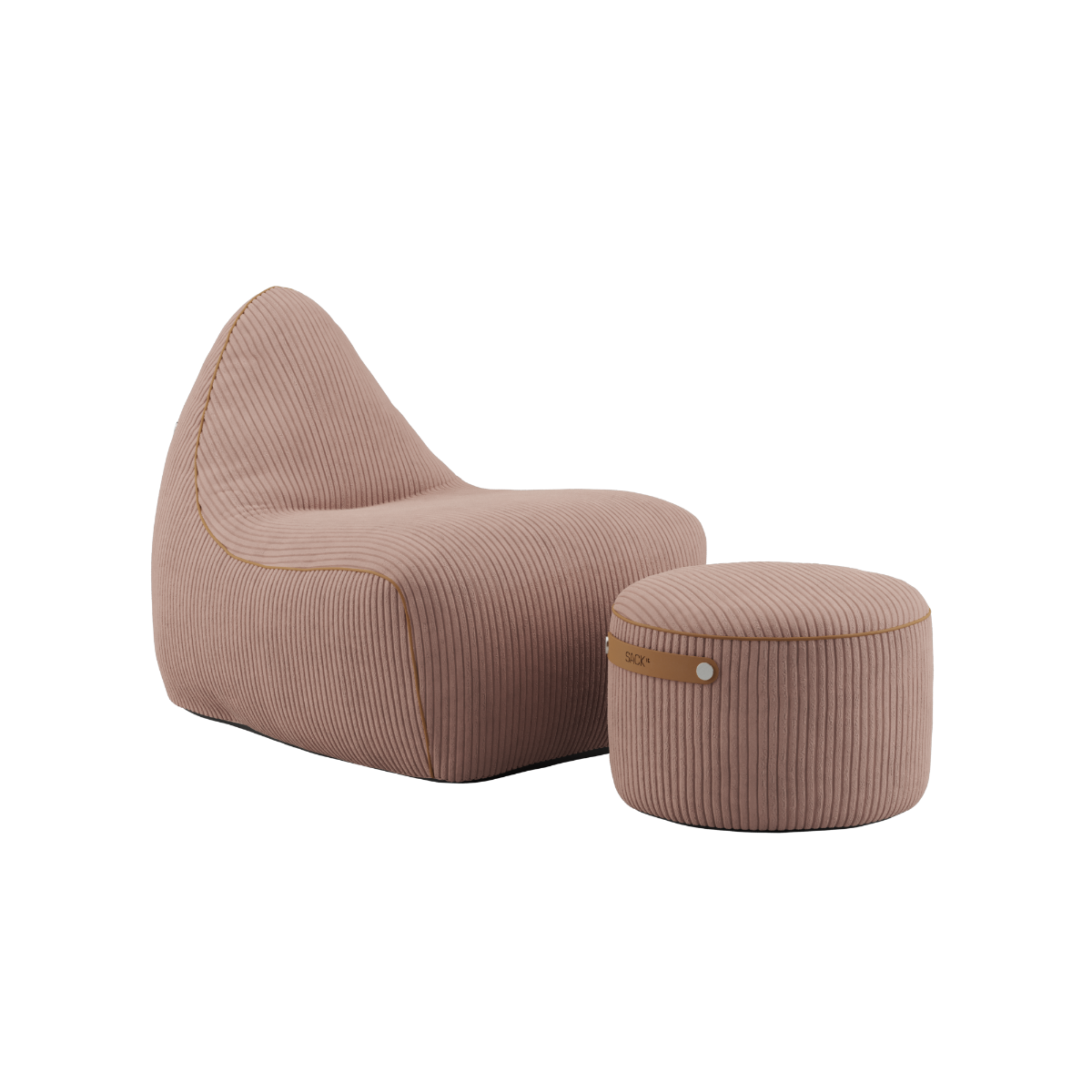 SET Beanbag & Pouf - Cord - Rose