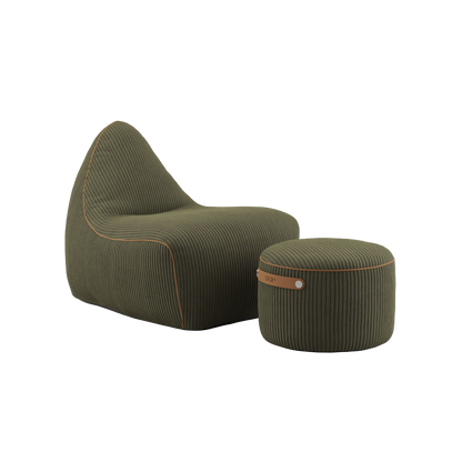 SET Beanbag & Pouf - Cord - Olive
