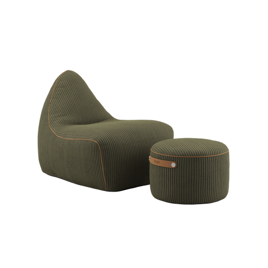 SET Beanbag & Pouf - Cord - Olive