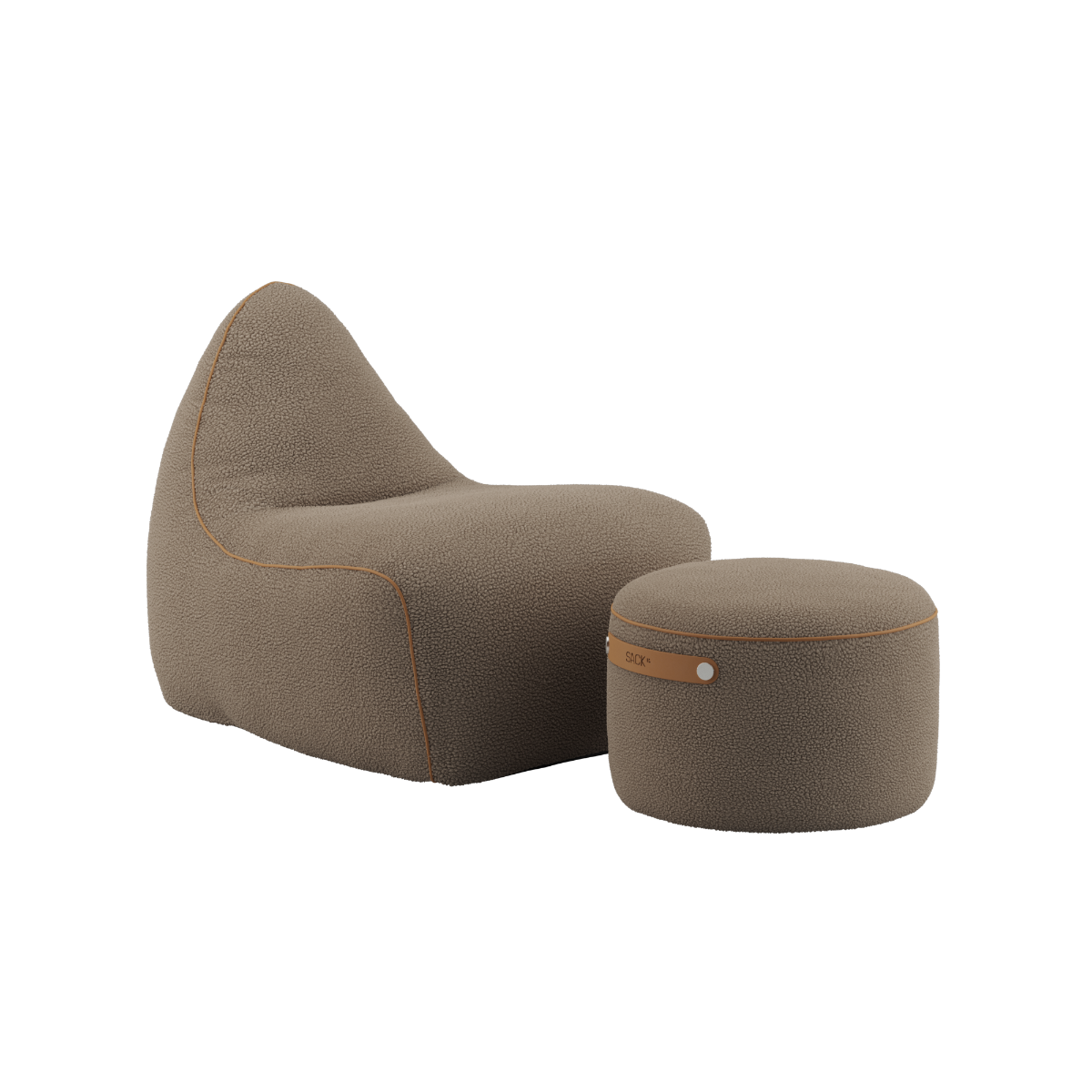 SET Beanbag & Pouf - Teddy - Brown