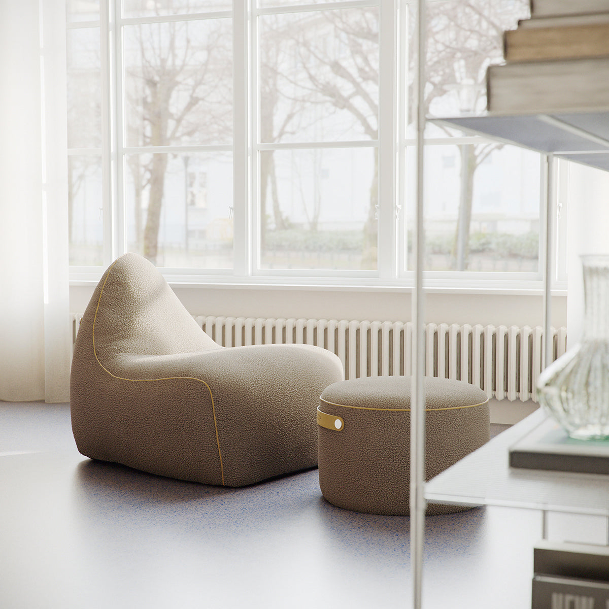 SET Beanbag & Pouf - Teddy - Brown