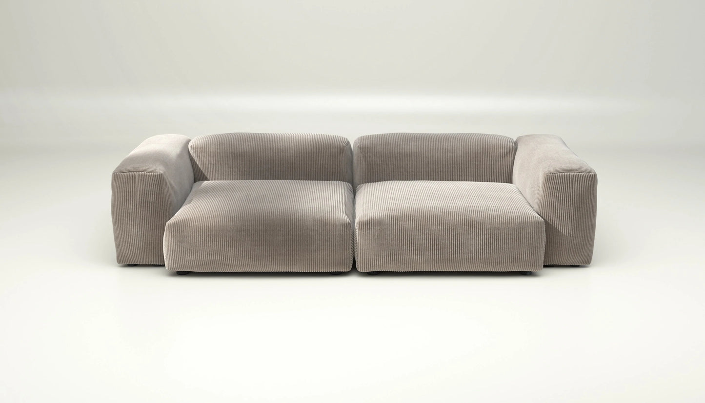 Sofa Set 02 Large - Cord Velour - Platinum - sofort lieferbar