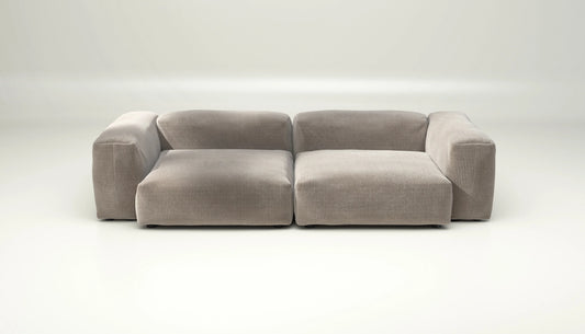 Sofa Set 02 Large - Cord Velour - Platinum - sofort lieferbar