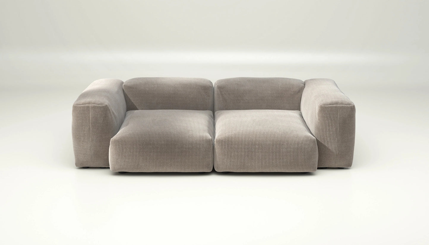 Sofa Set 02 Medium - Cord Velour - Platinum - sofort lieferbar