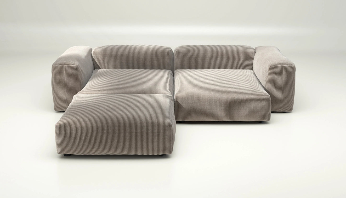 Sofa Set 03 Large - Cord Velour - Platinum - sofort lieferbar