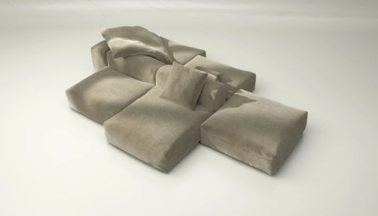 Sofa Set 09 - Cord Velour - Khaki